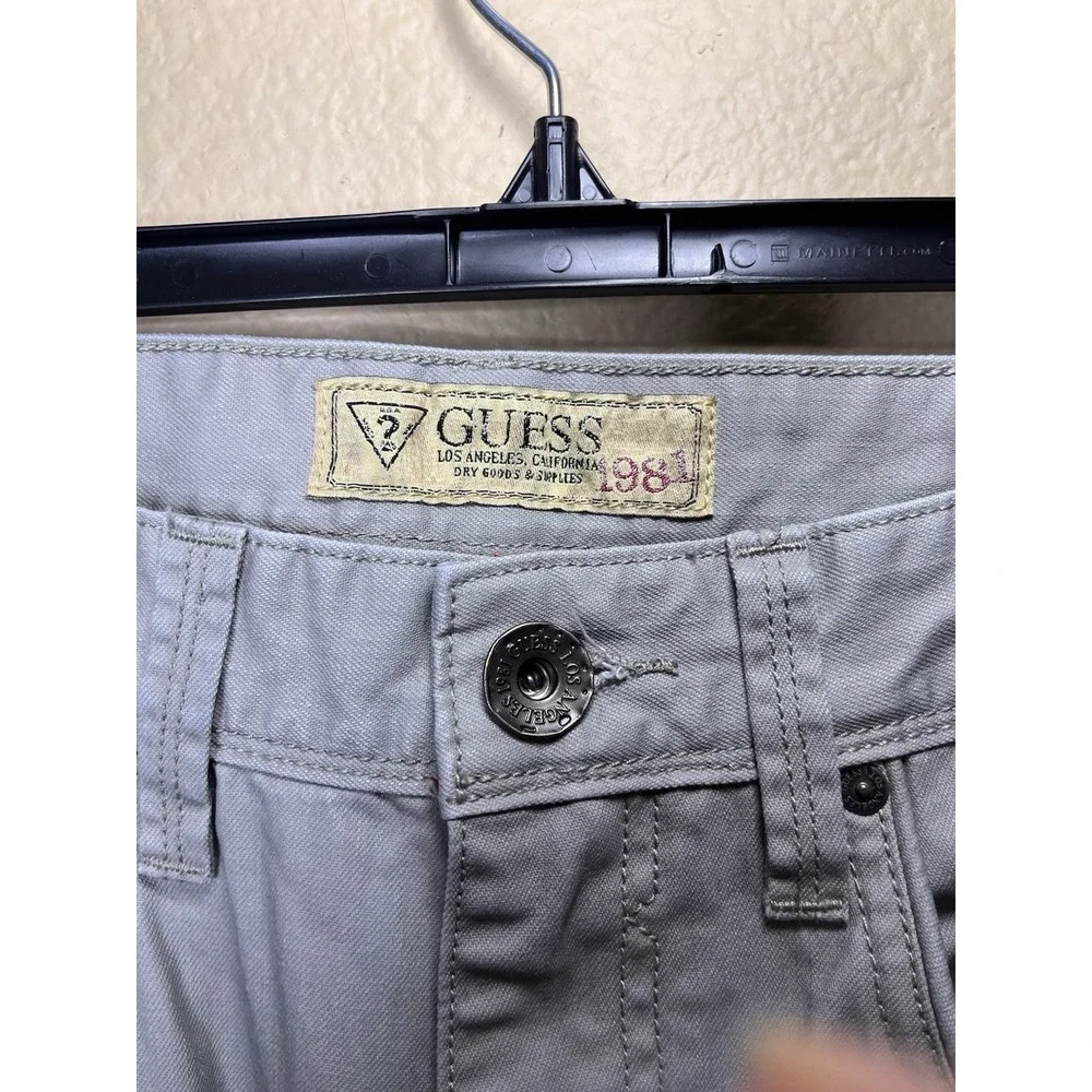 Guess Mens Jeans 32 X 32‎ Lincoln Slim Straight Gray Waxed Denim Stretch Pockets